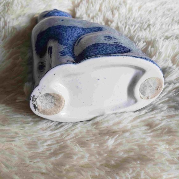 VINTAGE Enesco Ceramic blue &white spongeware Cat - Picture 6 of 9